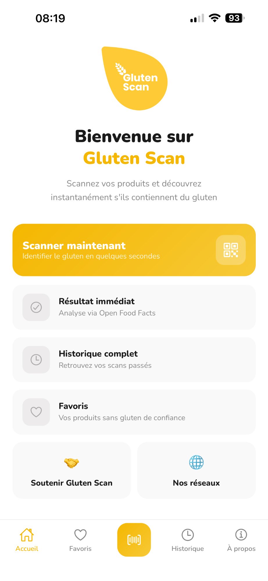 Accueil Gluten Scan